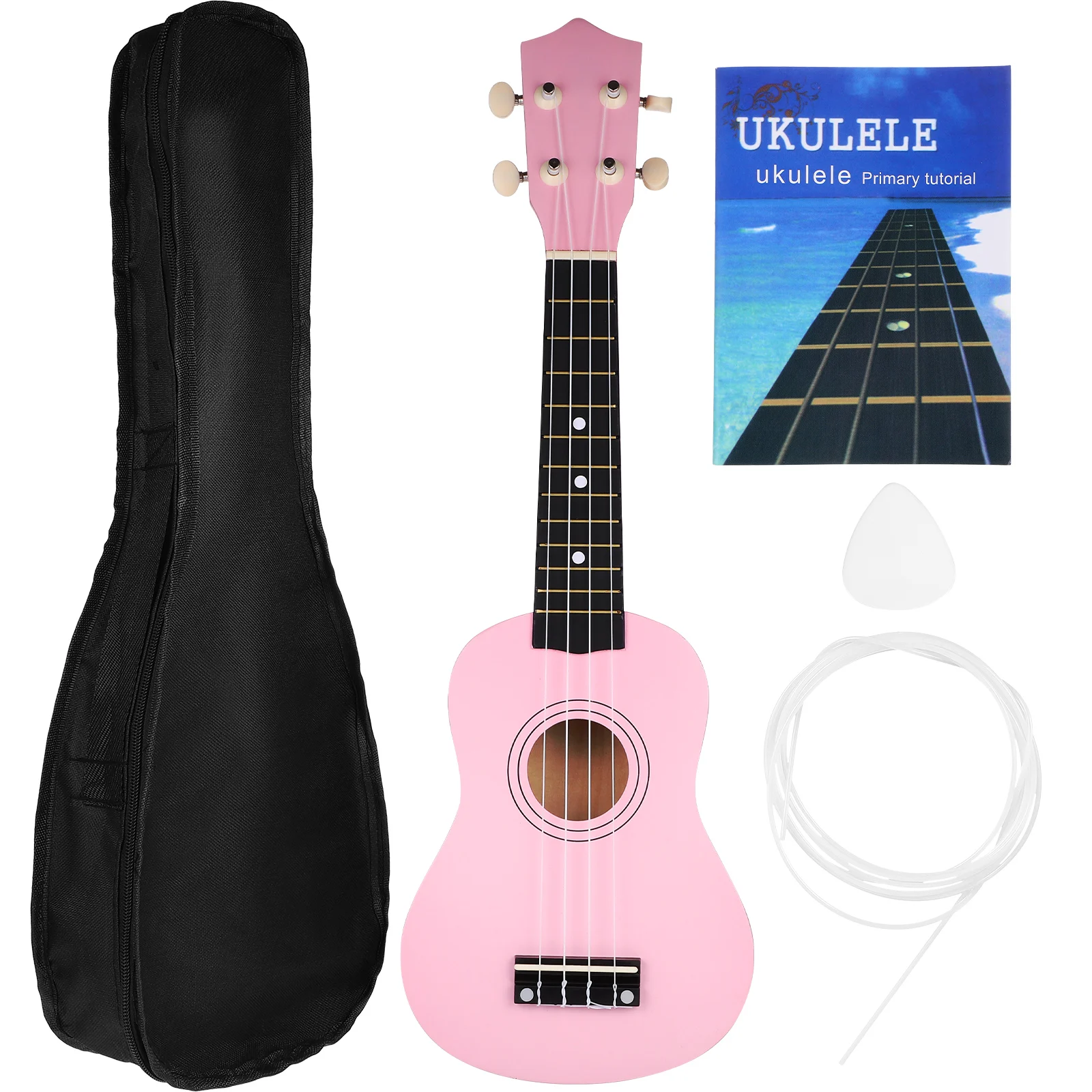 

21 Inch Soprano Ukulele For Adults Hawaiian Style Spare String Pick Storage Bag Instruction Manual Lightweight Crisp Tone