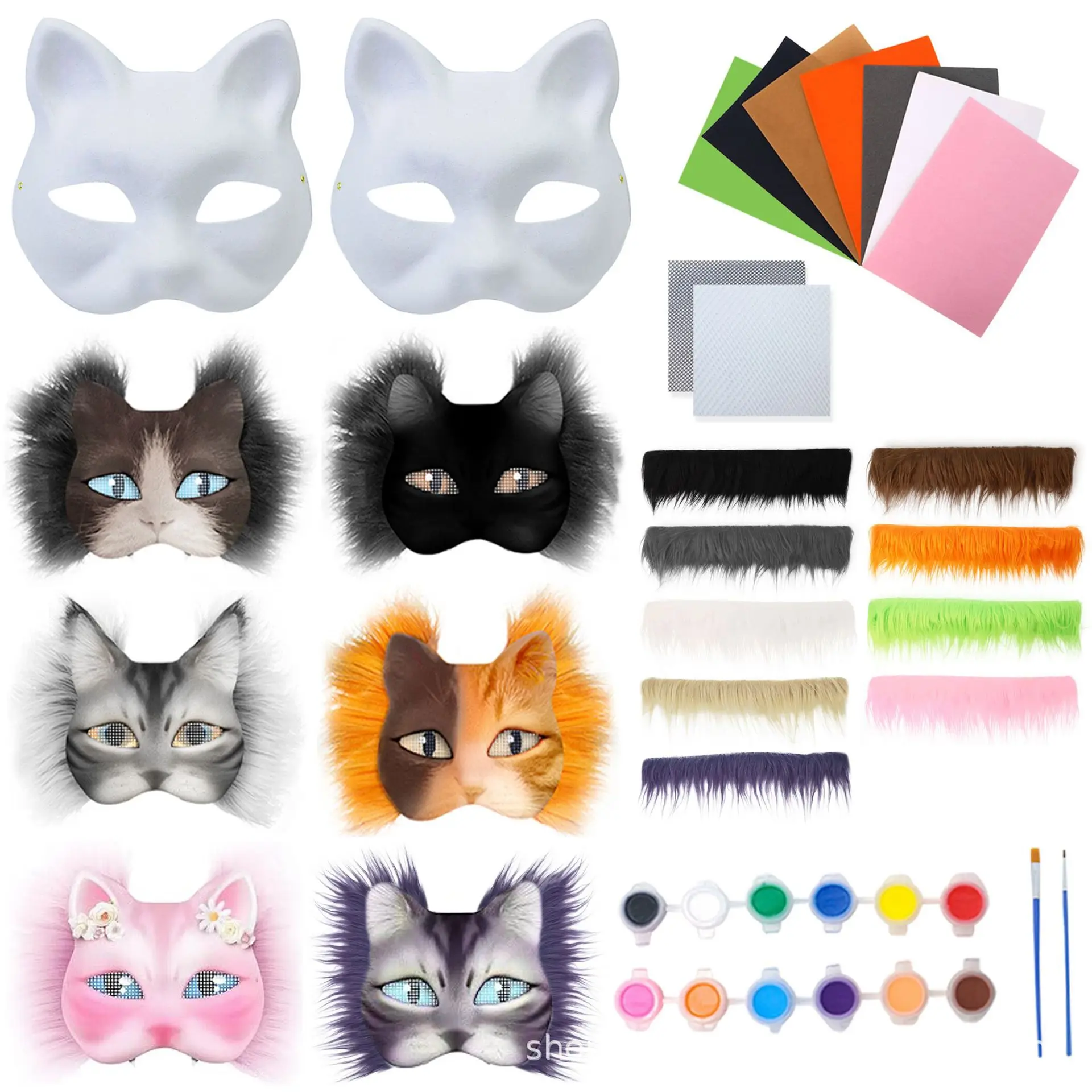 1/2/3/4/5/8/9 قطعة أقنعة الوجه القط تنكرية لتقوم بها بنفسك أقنعة الحفلات الدعائم أقنعة فارغة قابلة للطلاء اكسسوارات الحفلات التأثيرية
