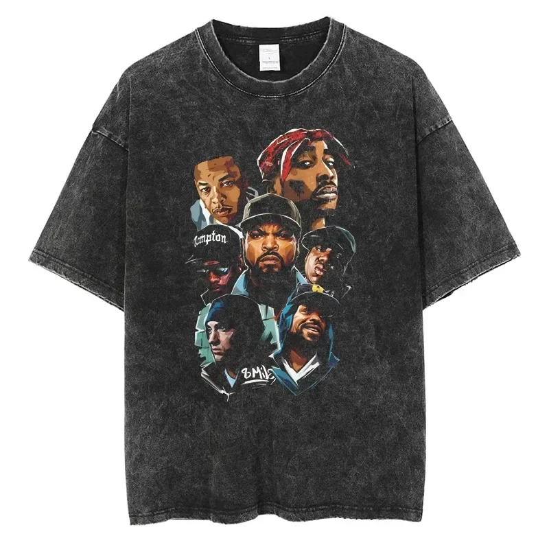 Tupac 2pac T-shirts Quality Cotton Vintage Tshirt Y2K Harajuku Men Hip Hop Short Sleeve Tees Black Oversized Fashion Streetwear