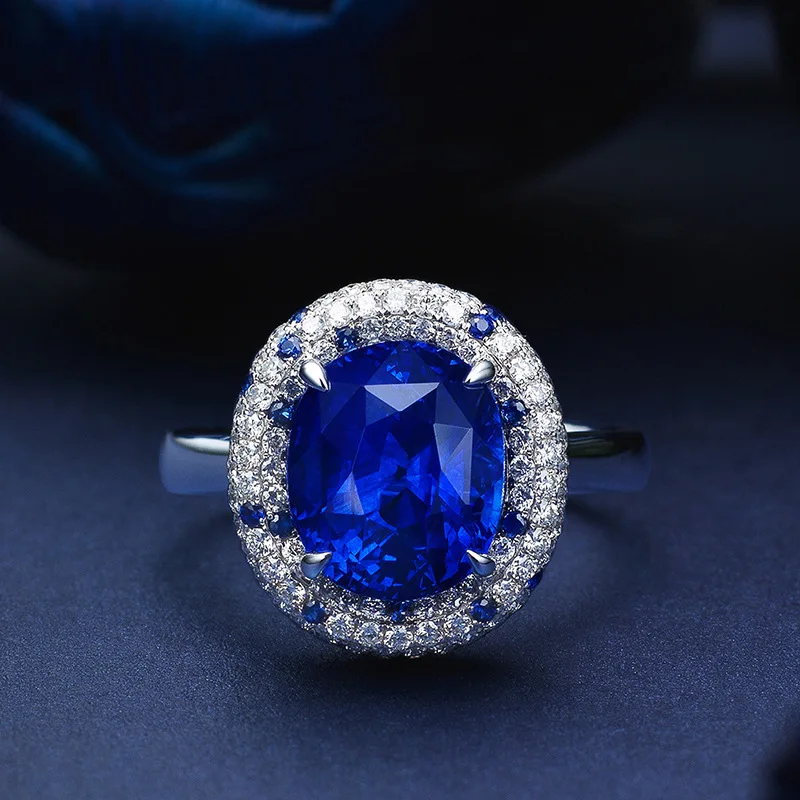 French-cut aquamarine gemstone embellished 925 sterling silver ring for women - engagement, party, dinner, fashionable and simpl