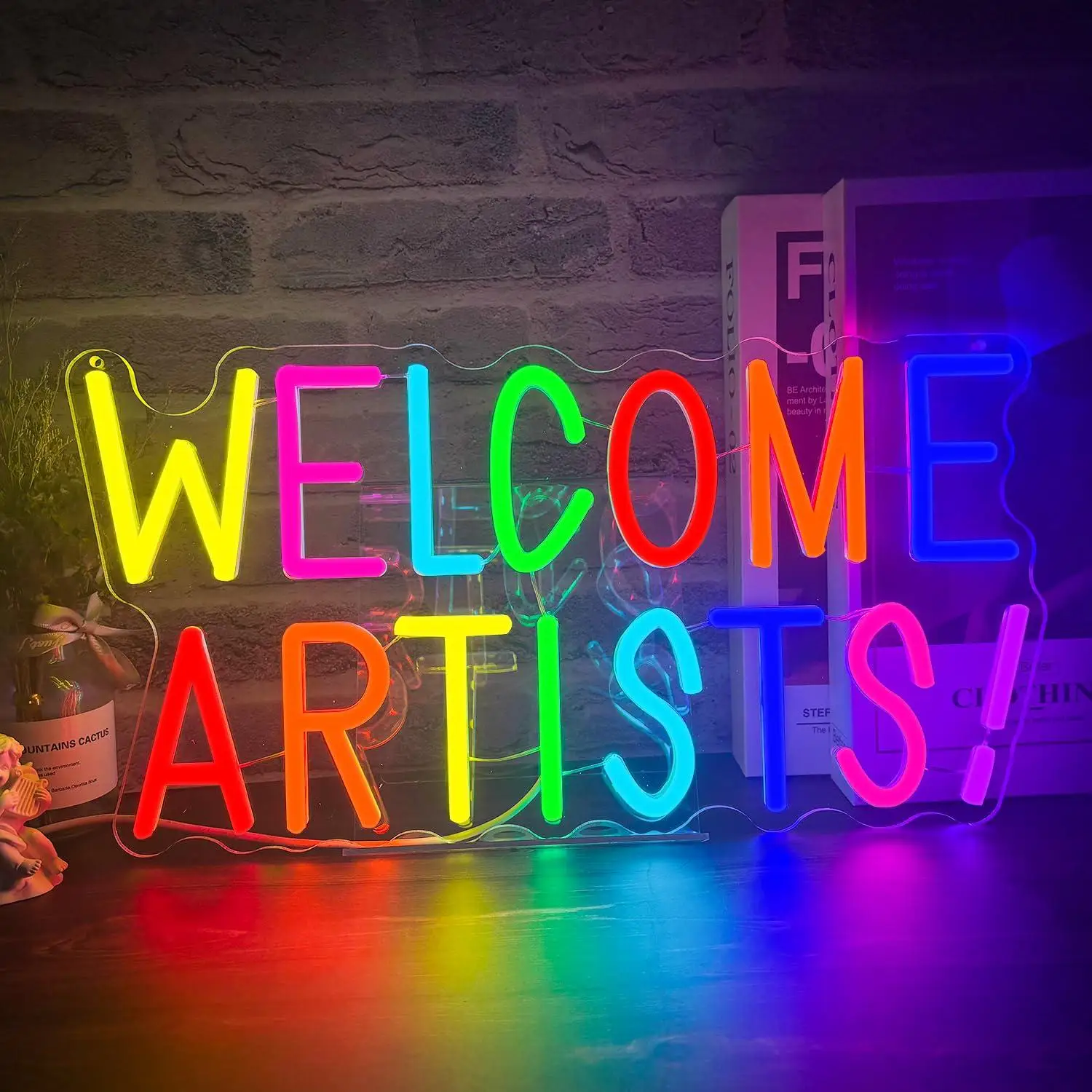Welcome Artists Neon Sign Usb Powered Dimmable Lights For Art Studio Gallery Salon Window Creative Workspace Party Wall Decor