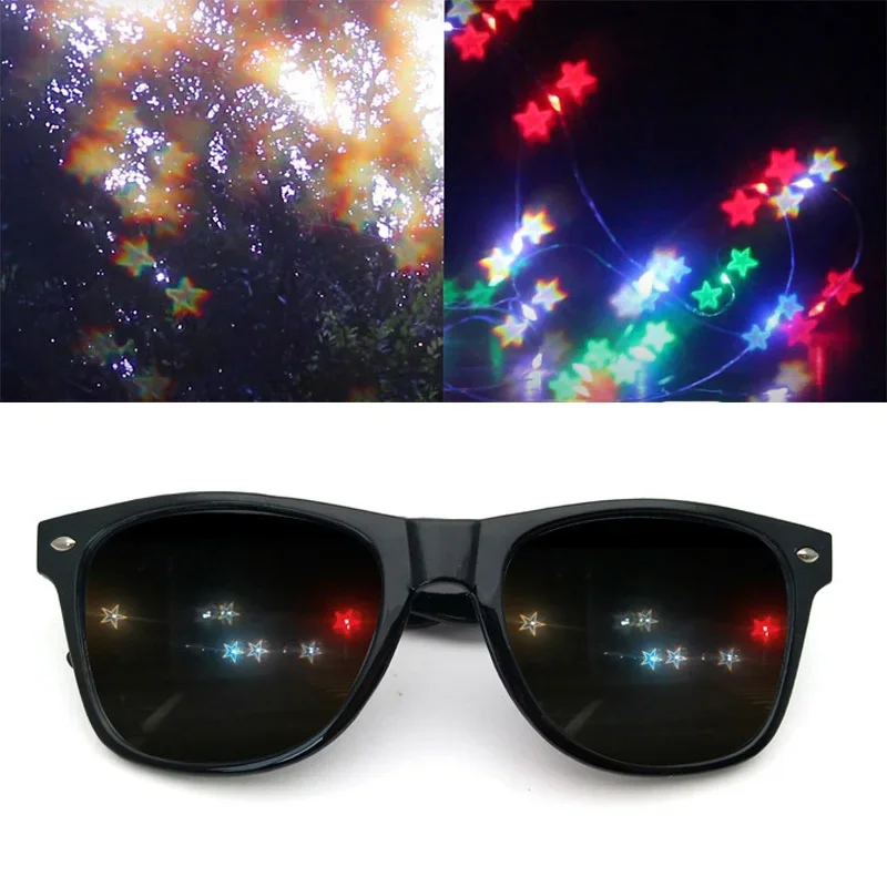 Special Effect Star Glasses Shaped Magic Light Eyeglasses Diffraction Watch The Light Change Eyewear At Night Light Sunglass