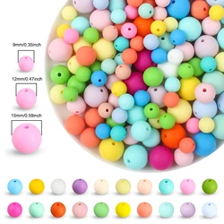 20Pcs/Lot 9/12/15mm Round Silicone Beads For Jewelry Making Loose Bead DIY Ballpoint Pen KeyChain Necklace Bracelets Accessories