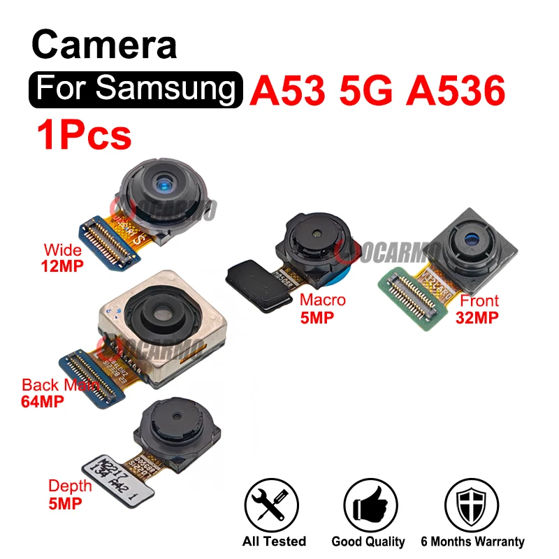 For Samsung Galaxy A53 5G A536 Front Camera 32MP Macro Depth Rear Wide 64MP Back Main Camera Module Replacement Parts