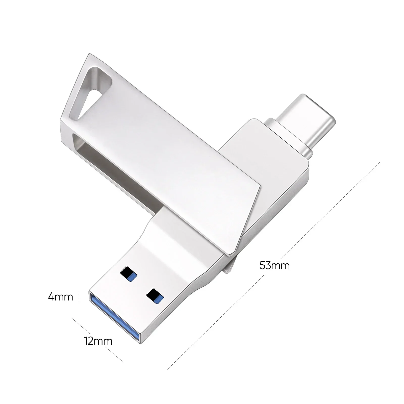 محرك فلاش USB 3.0 قابل للدوران من النوع C، 64 جيجابايت، كمبيوتر وهاتف عالي الجودة، تصميم دوار مزدوج الاستخدام، تخزين بيانات متين clé usb