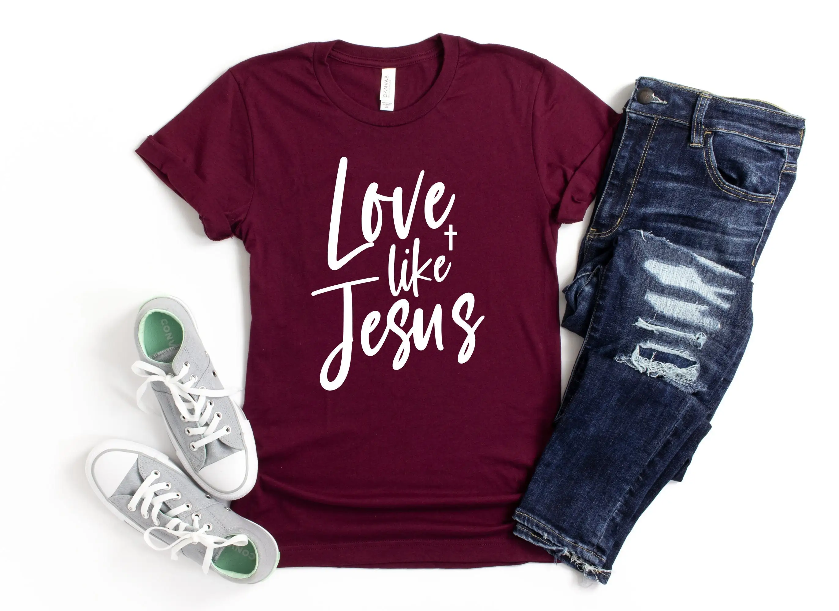 Любовь, как рубашка Иисуса T Христианский крест Религиозная церковь Disciple Грейс Верра