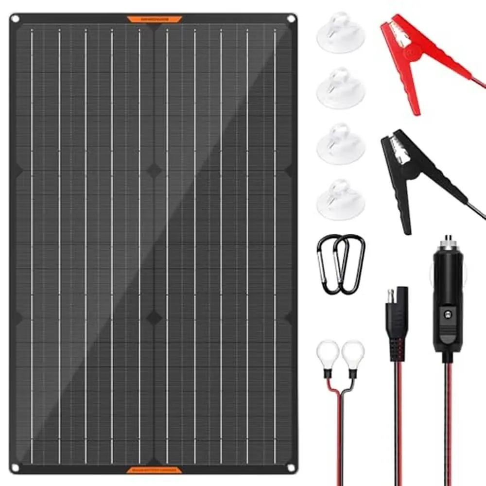 30W 12V Portable Solar Panel Car Battery Charger Waterproof Trickle Maintainer Alligator Clips SAE Cable Solar Power Charger Kit