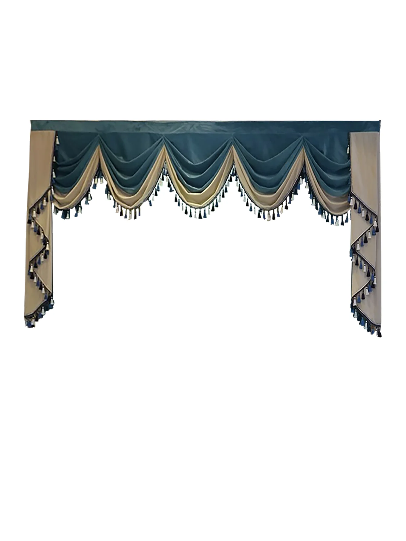

1pcsLuxury European Blue Beige Valance Curtain (Valance Only, Rod Not Included)