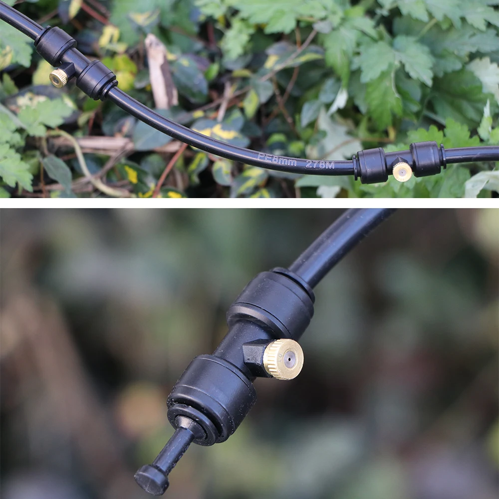 Bico de spray de latão de 0.1-1mm com conector rápido de torneira para jardim pátio OD-8mm mangueira pe sistema de resfriamento de nebulização atomizador de sprinklers de neblina