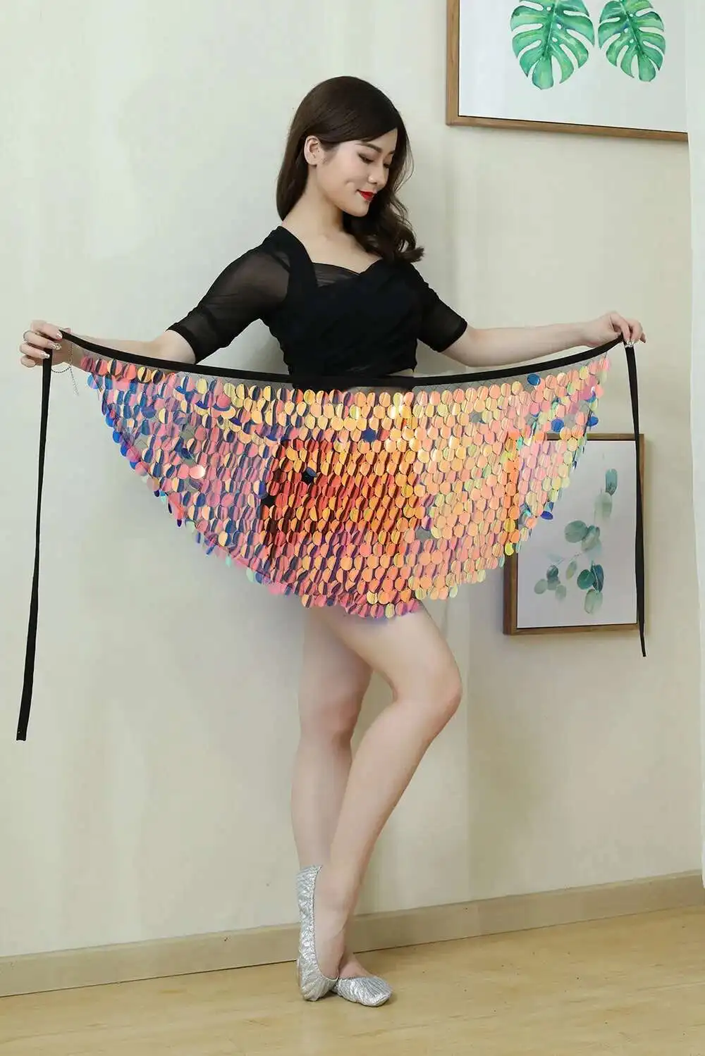 ベリーダンスマーメイドスパンコールウエストスカート女性ラテンダンスインドダンス服ステージパフォーマンス衣装