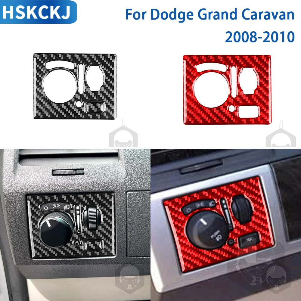 For Dodge Grand Caravan 2008-2010 Accessories Carbon Fiber Car Interior Headlight Switch Panel Trim Sticker