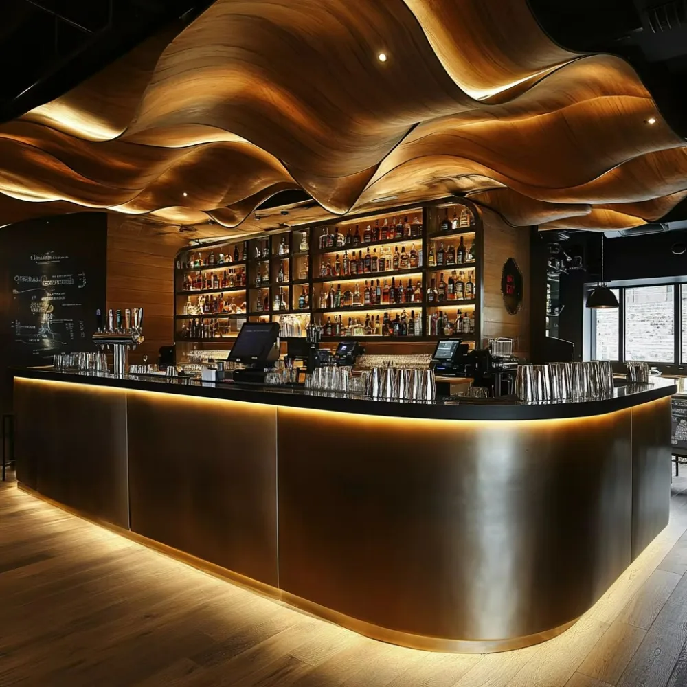 

Modern Design Marble Metal Decoration Bar Counter Display Interior Furniture Set for Hotel & Restaurant Wholesale