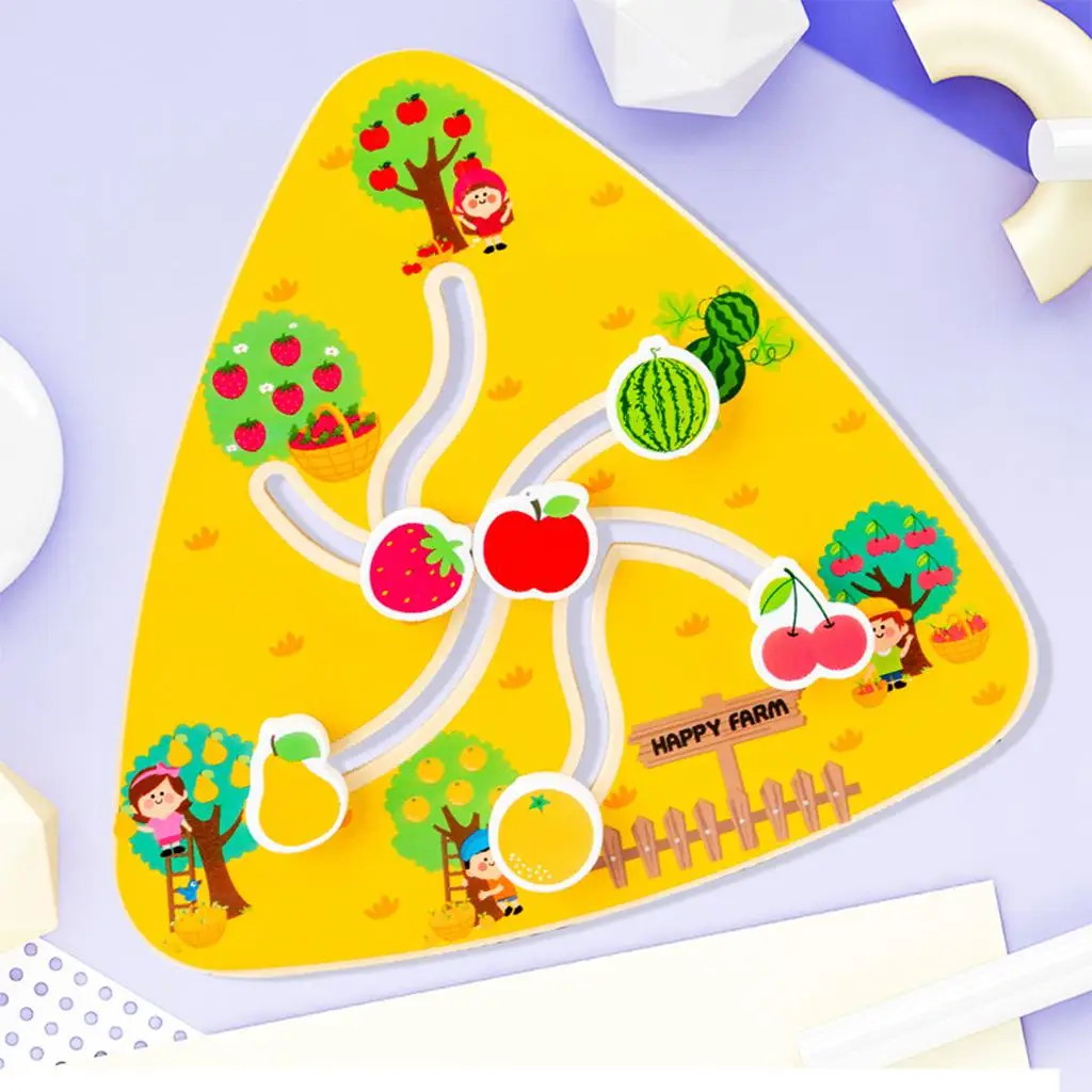 

Puzzle Wooden Maze Board Math Education Toy Fine Color Recognition for Toddler 3 Year Kids