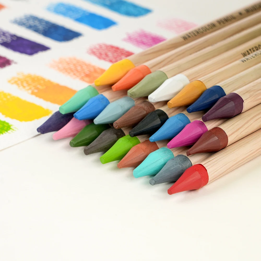 Woodless Watercolor Pencils Set Dry & Wet Use Water Reactive Colored Pencils for Sketching Journaling Mixed Media Art Supplies