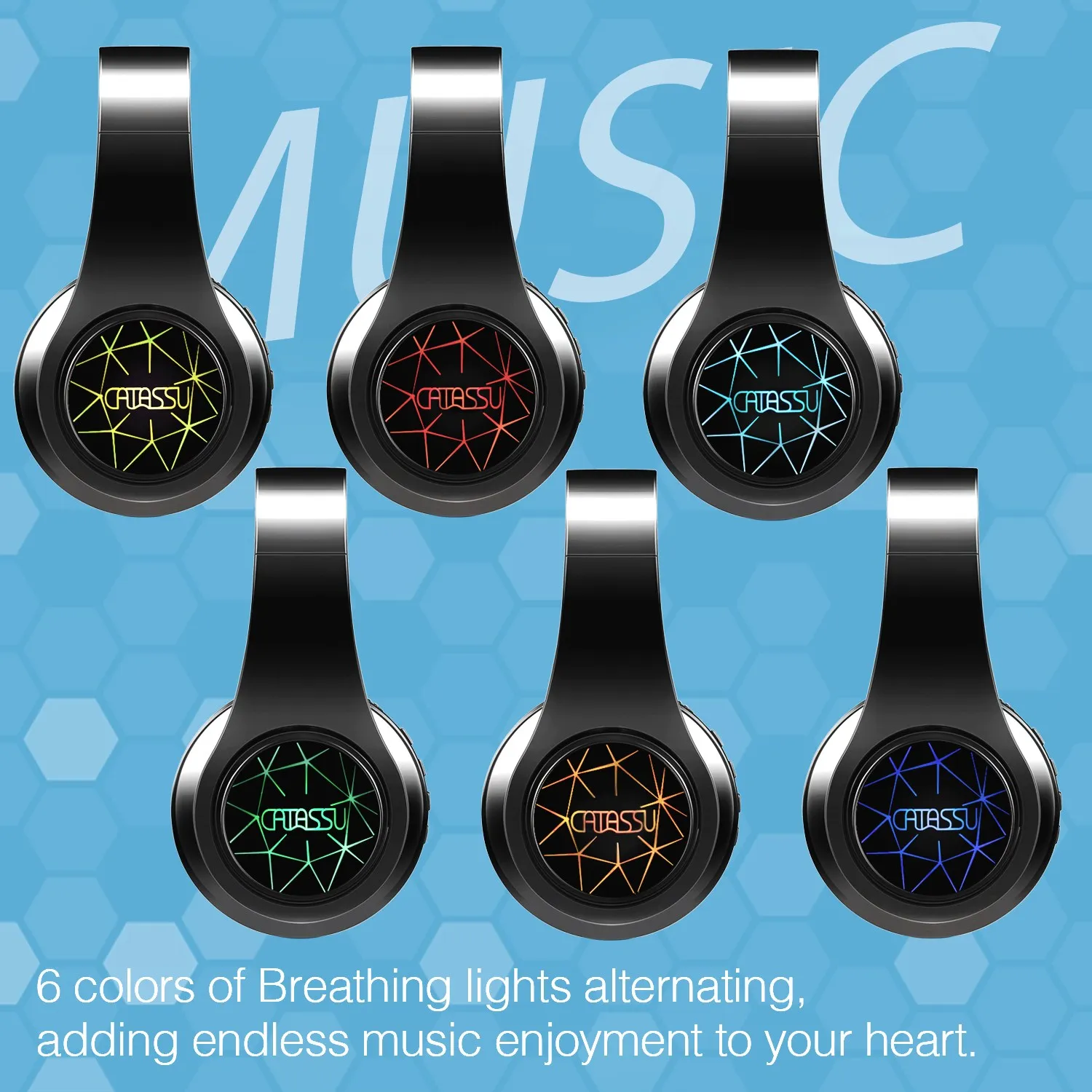 Nuovo arrivo luci respiratorie a LED cuffie wireless bluetooth auricolare mobile supporto computer mobile tablet bassi pesanti