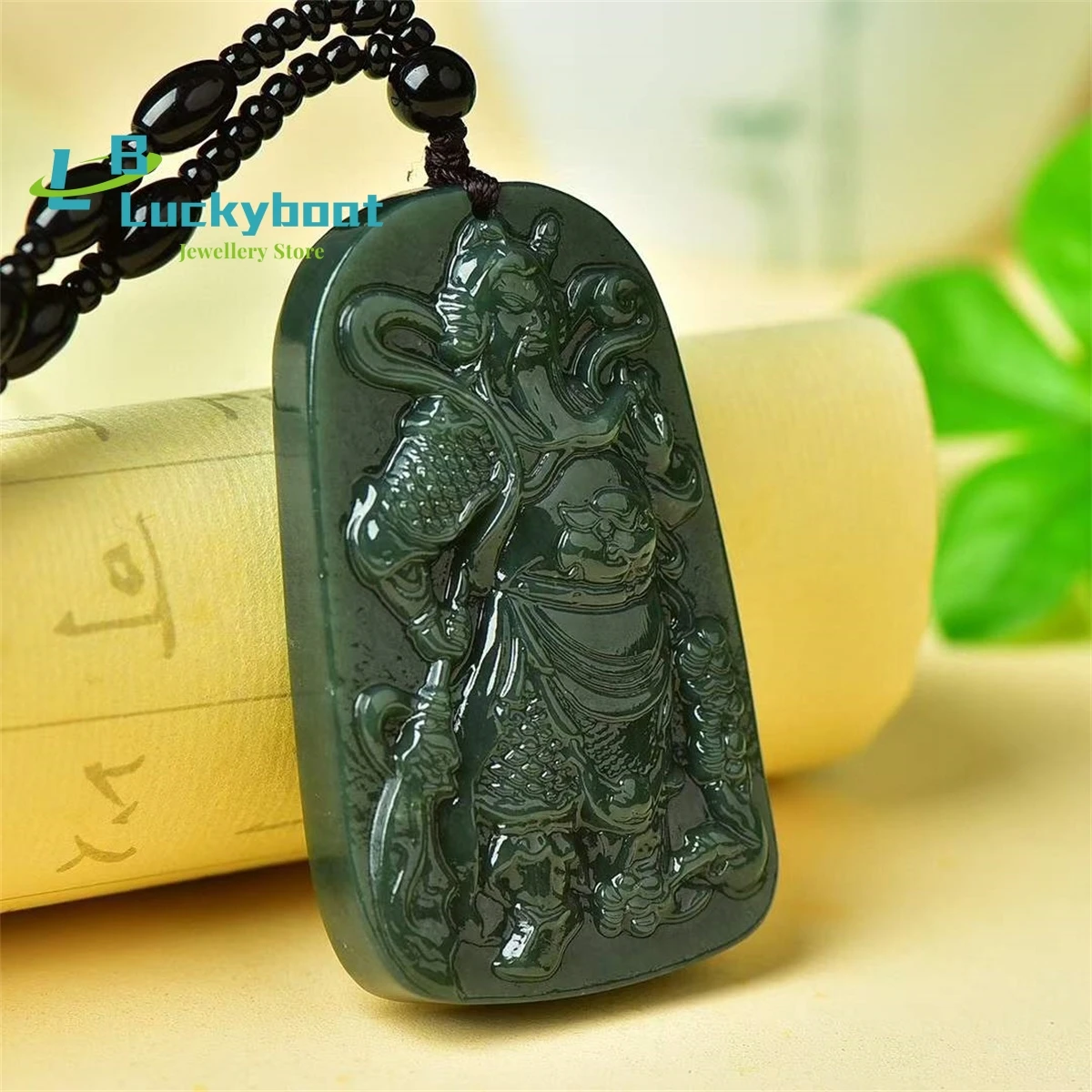 Natural Hetian Qingyu Broadsword Guan Gong Pendant Simple and Personalized Fashion Versatile for Men and Women