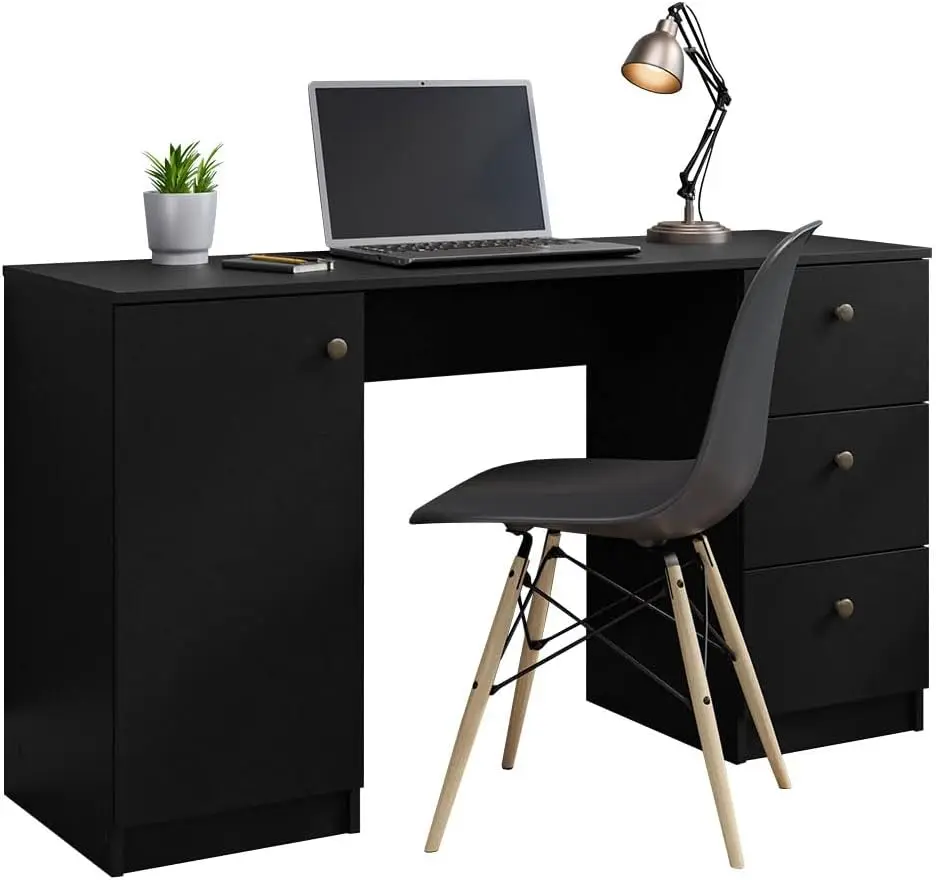 Madesa Executive Computer Writing Desk 53 Inch with 3 Drawers and 1 Door, Metalic Handles Wooden Home Office PC Study Table