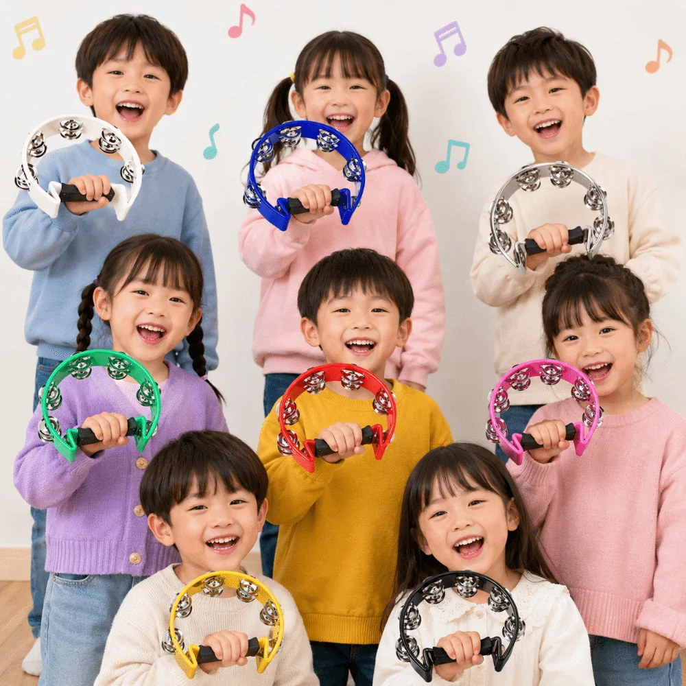 Bright Sound Handheld Jingle Bells Professional Portable Half Moon Handbell Hand Shake Durable Hand Ring Tambourine