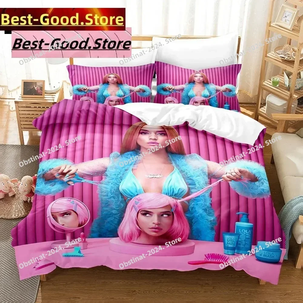 가수 L-Lola 패션 인디고 침구 세트 프린트 침대 세트 베개 커버 이불 커버 포함 부드러운 싱글 더블 퀸 슈퍼 킹 사이즈