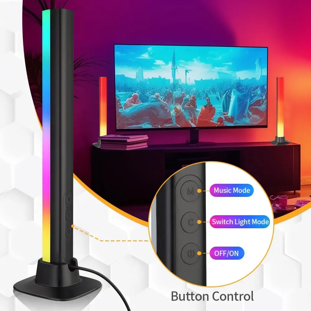 Smart RGB LED Light Bars Tuya Wifi Music Sync Led TV Backlights for Gaming, PC, Room Decoration, Work with Alexa and Google Home