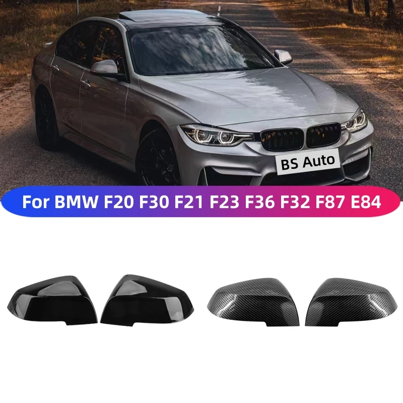 

For BMW F20 F21 F23 F30 F36 F32 F87 E84 Auto Rearview Mirror Cover Carbon Fiber Style Black