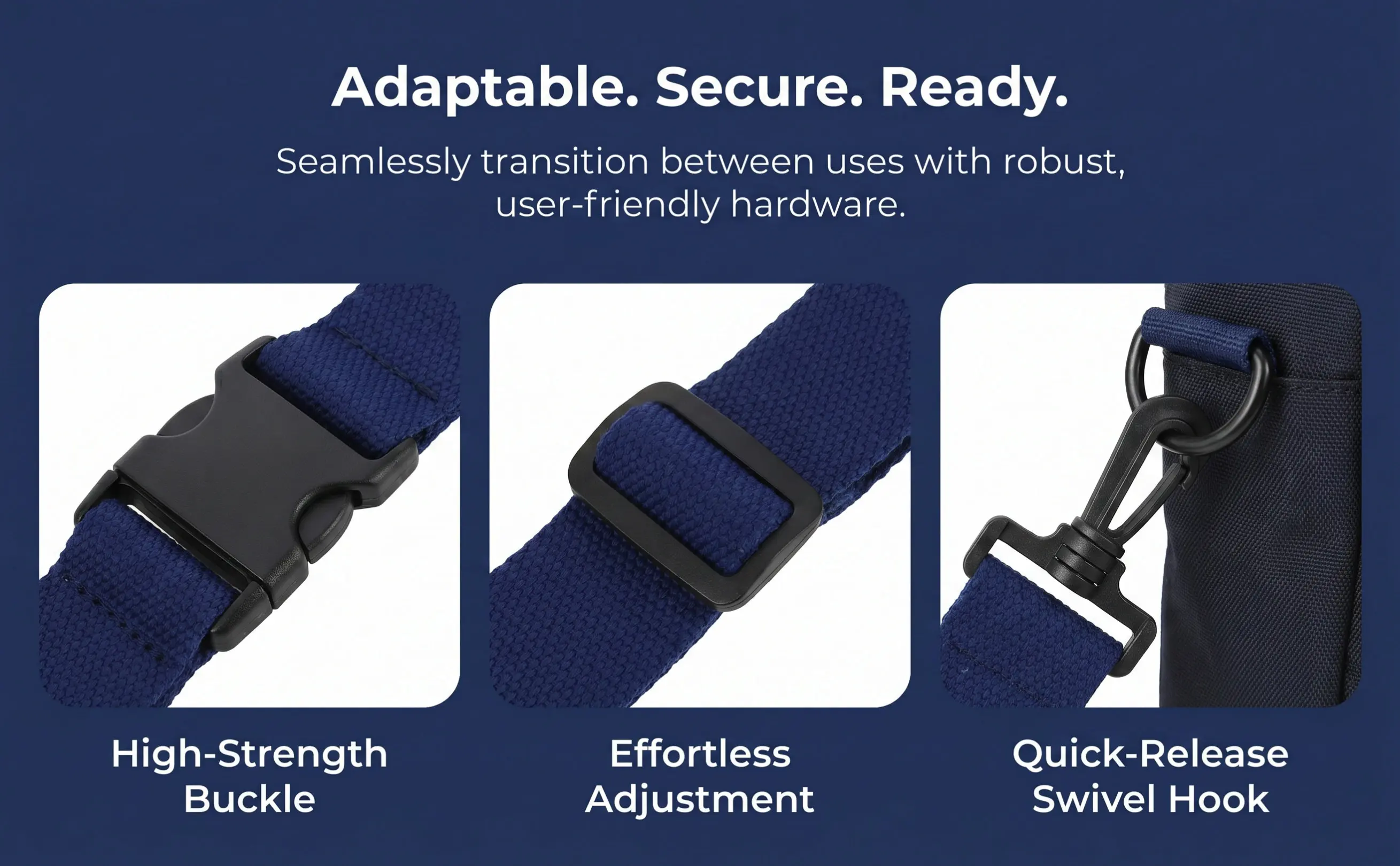 38Mm Adjustable Crossbody Strap with Swivel Hook Quick Release Buckle for Handbags Purse Shoulder Bag Laptop Camera Case