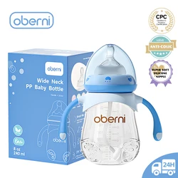 Oberni PP Material Anti drop Anti bloating Handle Nursing Bottle 240ml 300ml Bpa Free Baby Milk feeding bottle