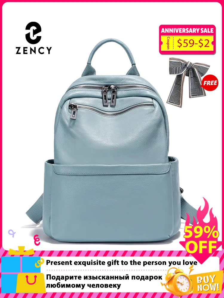 

Zency Women's Soft Leather Backpack Genuine Large Capacity Travel Rucksack Knapsack For Ladies Multi-compartment Shoulder Bags