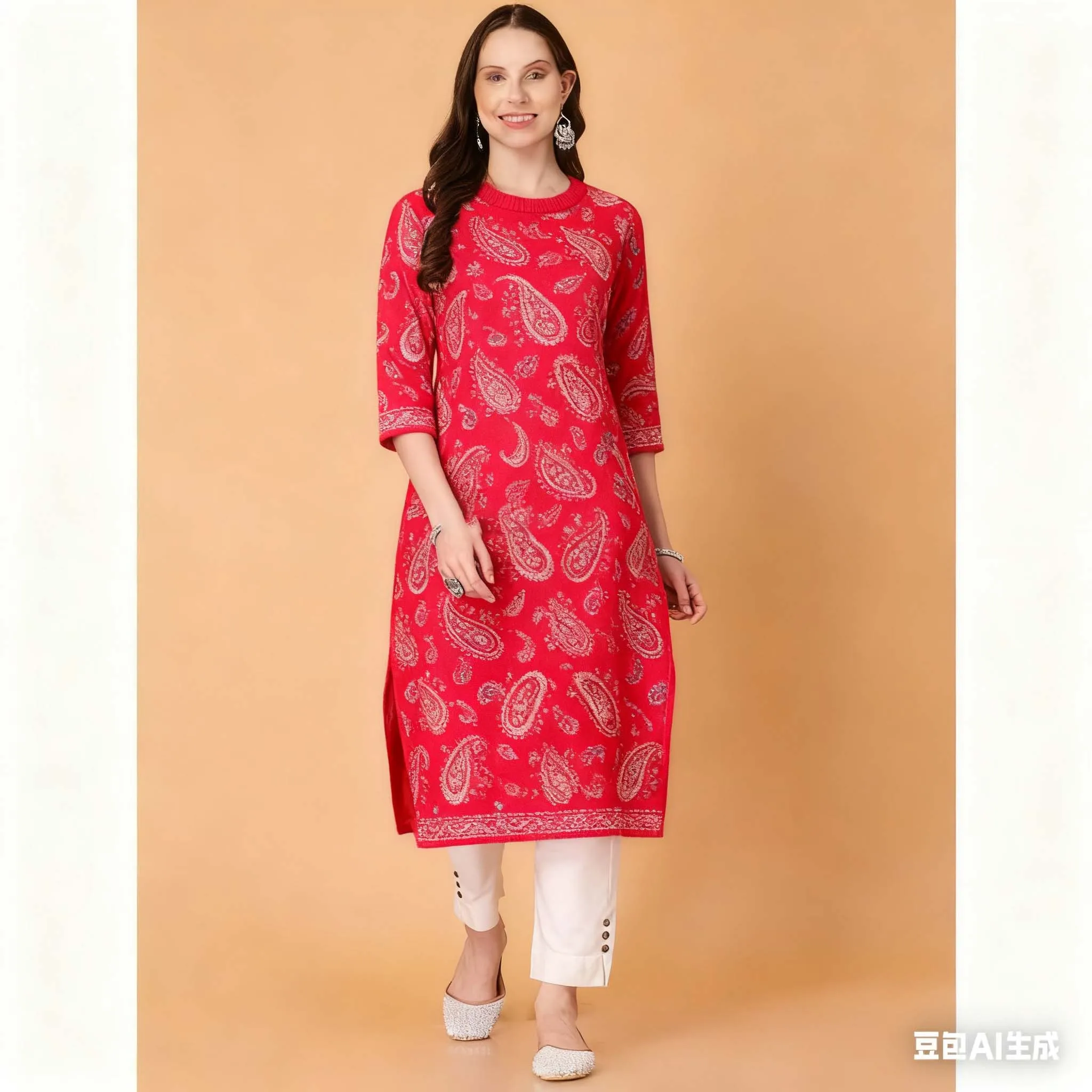 كورت كورت نسائي مسلم عصري ومريح مع زهور أنبوب مستقيم ونمط وطني Abito Donna Musulmana #2