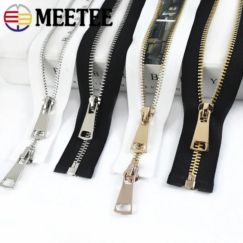 1Pc 5# 60-150cm Metal Zipper Single/Double Sliders Zip Open End Long Zippers Clothes Down Jacket Coat Bag DIY Sewing Accessories