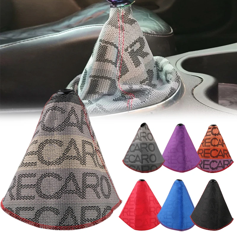 JDM RECARO High Quality Fabric Gear Shift knob Boot Cover Canvas Racing Shifter Lever Cover Collars For Universal Car