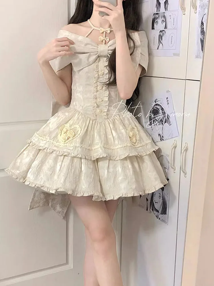 Abito Lolita con fiocco grande sul retro Jsk carino