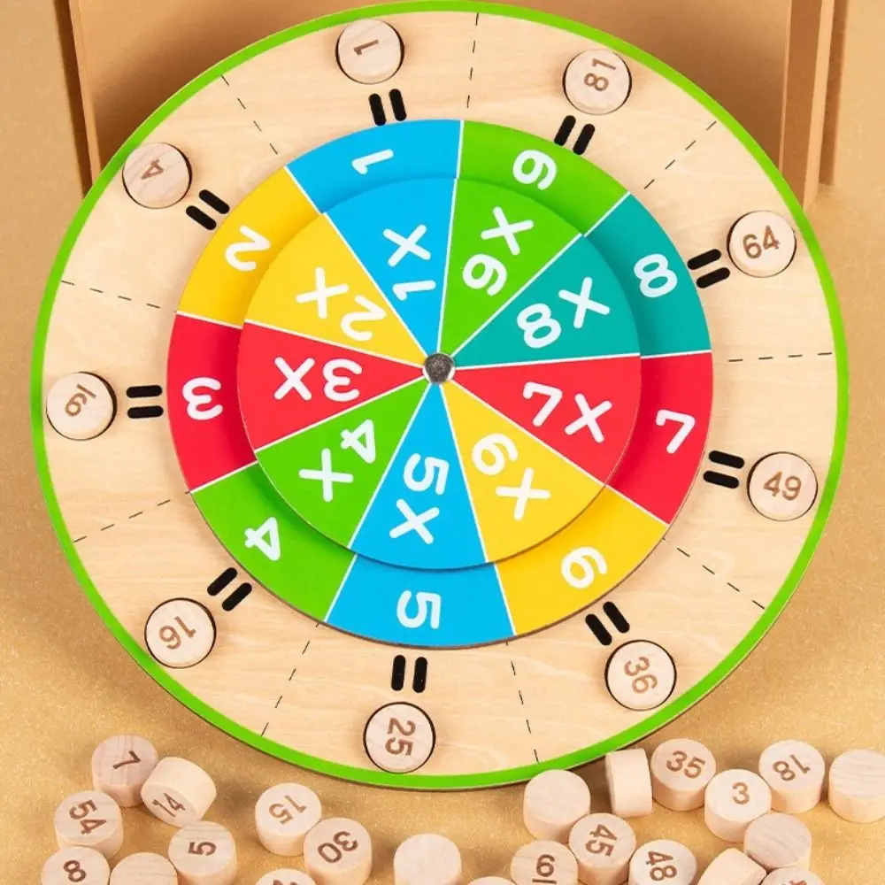Montessori Turntable Multiplication Board Math Early Educational Wooden Arithmetic Learning Multiplication Table