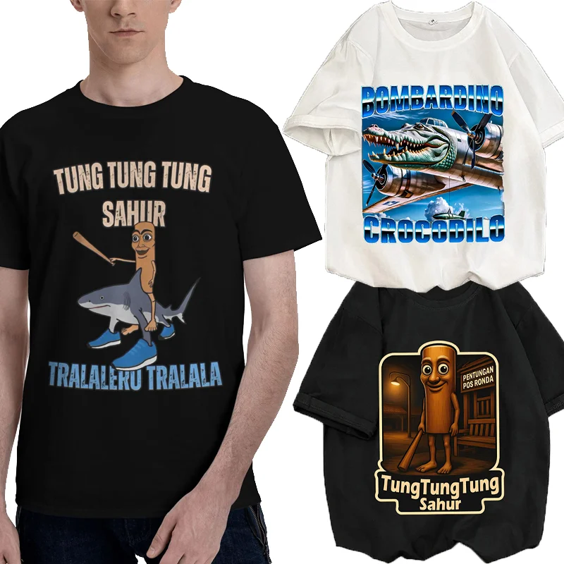 

Italian Brainrot O-neck Colored T-shirt Telala Funny Shar Men Short Sleeve Cotton Top Meme Unisex Casuals Printed Solid Soft Tee