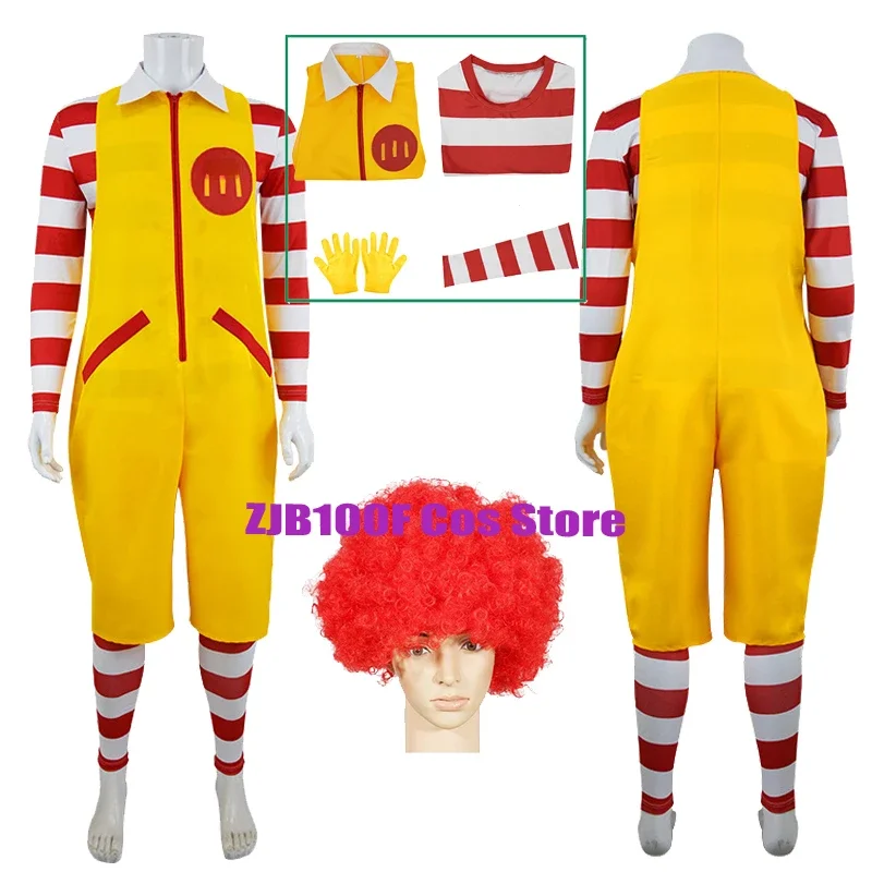 M Uncle Clown Cosplay Anime Parent-Child Costume Jumpsuits Fastfood Yellow Clown Clothing for Kids Halloween Christmas Cosplay