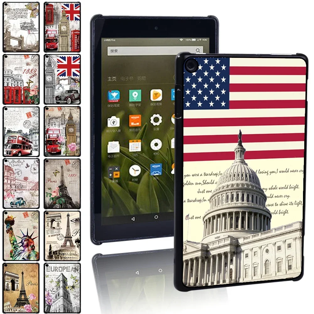 

Tablet Case for Fire HD 10 Plus/7th/5th/9th/11th/HD 8 Plus/6th/7th/8th/10th/Fire 7 5th/7th/9th Retro Print Anti-drop Back Shell