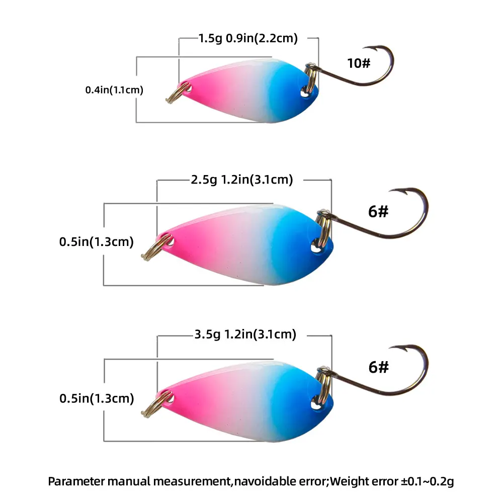 Hexakill Spoons Trout Lures 12pcs Colorful Mini Metal Spoon Baits  Assorted Weights (1.5g, 2.5g, 3.5g) for Freshwater Fishing