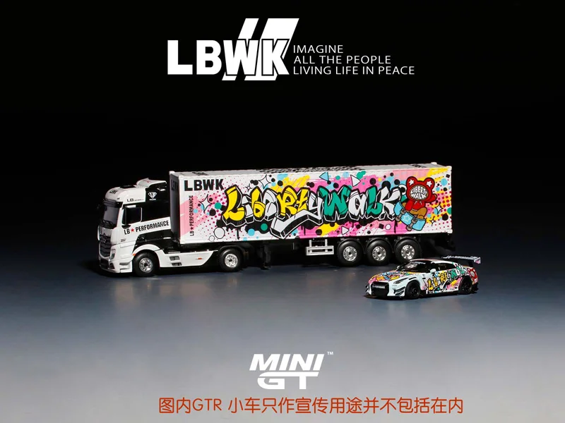 TSM MINI GT #333 LB Graffiti Edition 1:64  Benz towing head Actros container simulation Die-cast alloy car model