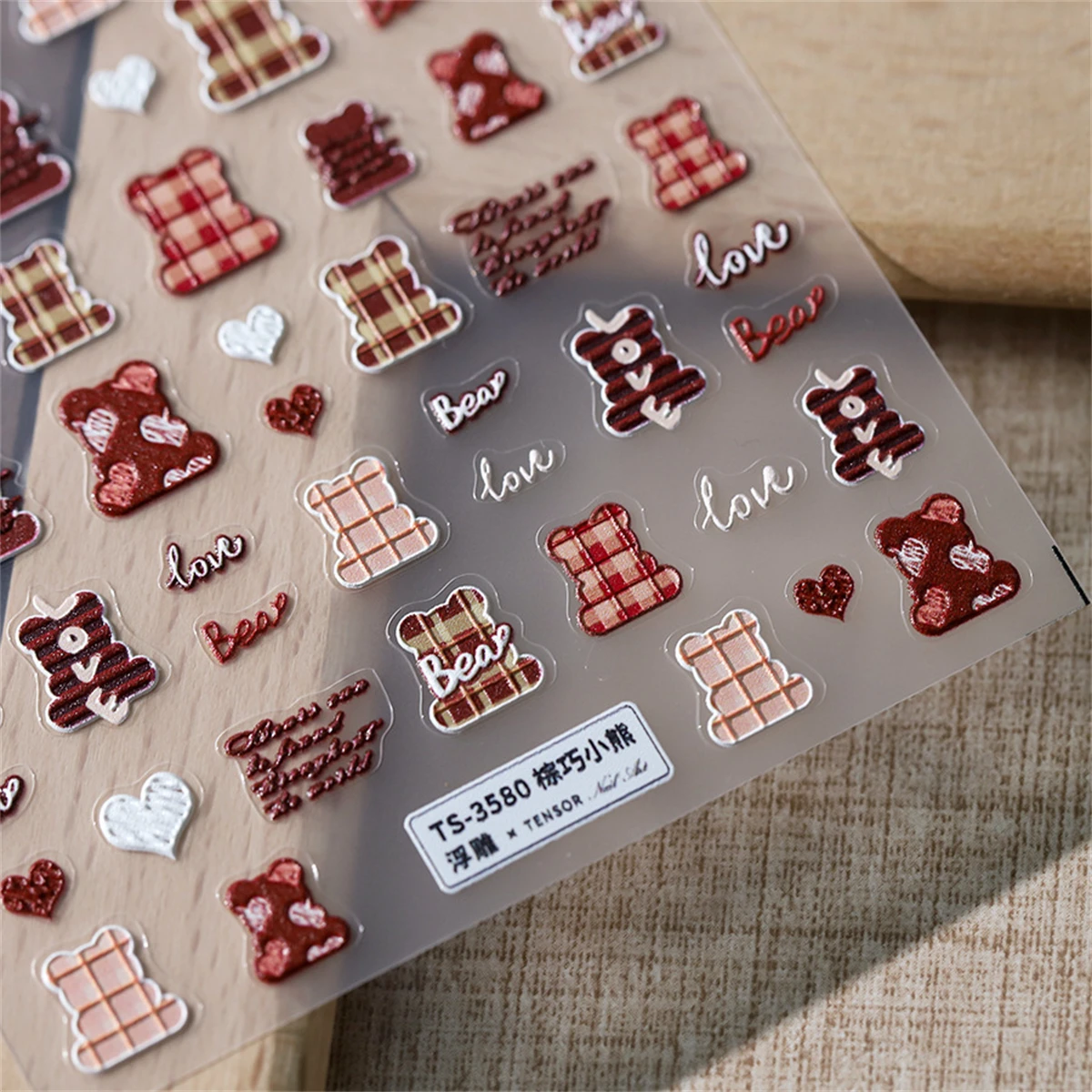 Autocollants 5D pour Nail Art, Décalcomanies pour Ongles, Ours Brun, Dessin Animé, Décorations, Accessoires, DIY, 1 Pièce