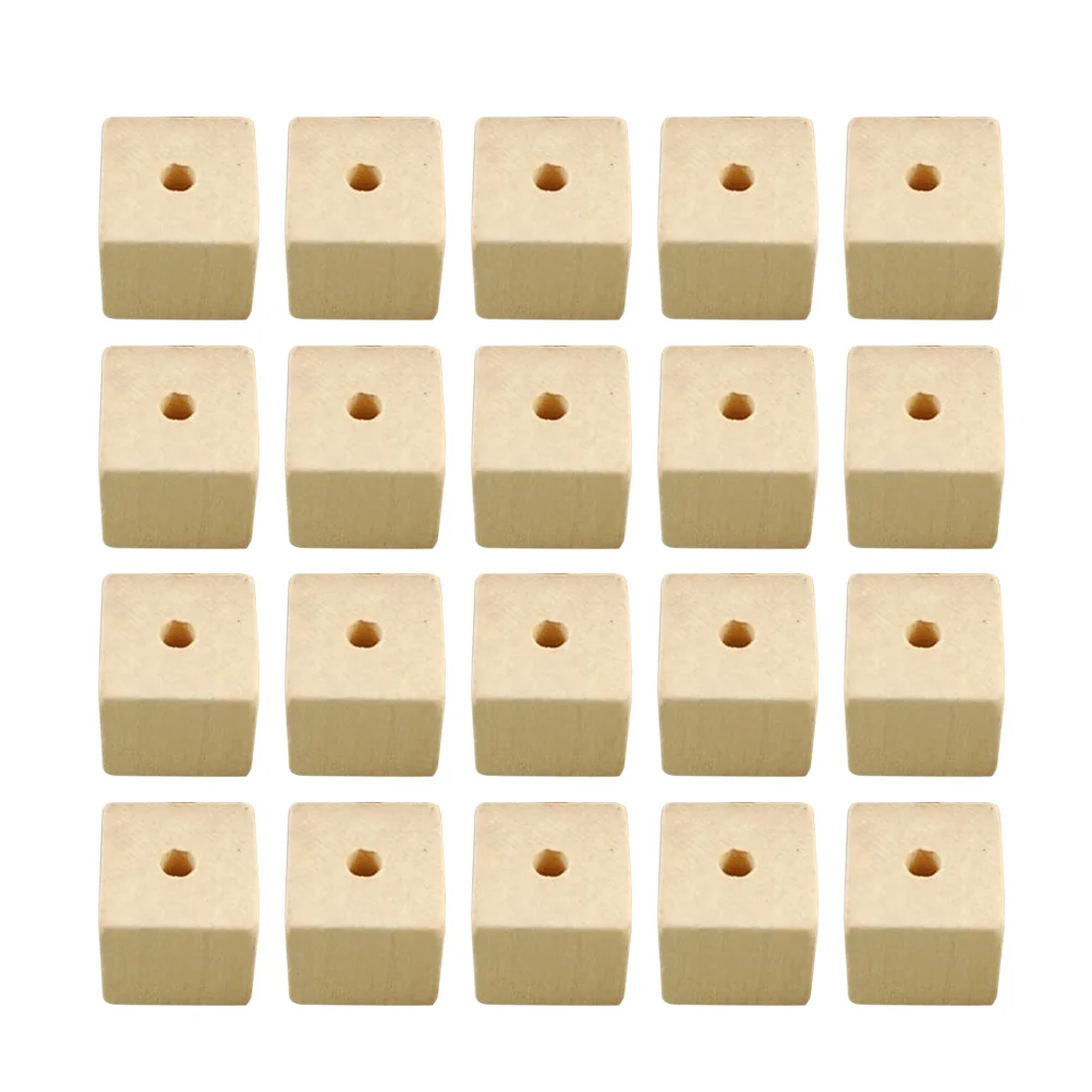 

100 Pcs DIY Jewelry Accessories Square Beads Beading Kits Solid Wood Bracelet Wooden