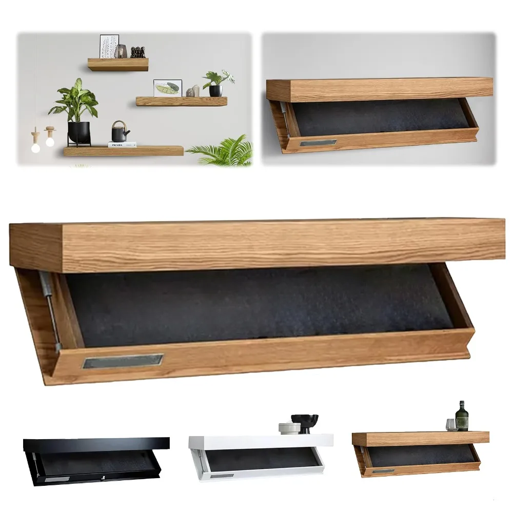 Wall-mounted storage rack storage box simple wall-mounted wine cabinet storage rack storage box solid wood hidden storage box