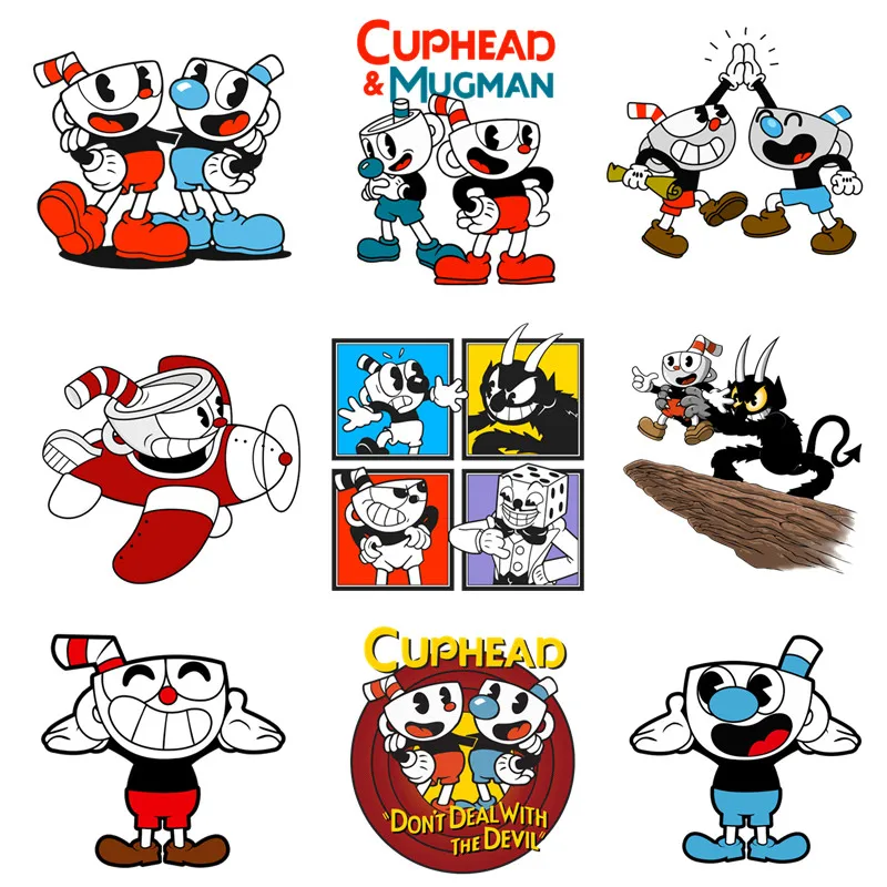 Hot Game Cuphead Cartoon Patches for Clothes Heat Transfer Thermal Stickers DIY T shirt Iron on for Kids Jackets Cute Appliqued