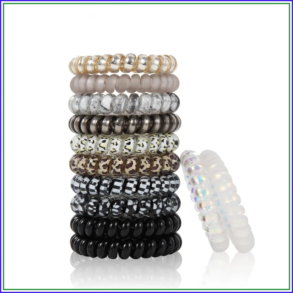 

12PCS Large Spiral Leopard Hair Ties for Thick Hair, No Damage, Phone Cord Ponytail Holders