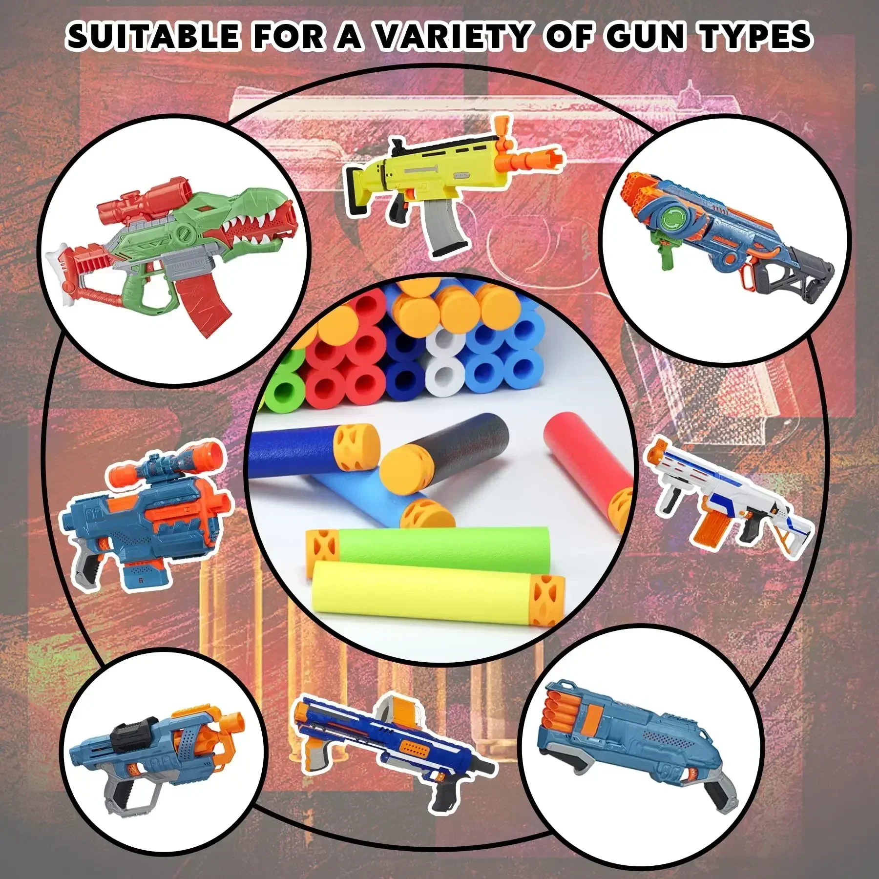 YRefill Waffle Darts متوافقة مع مسدسات لعبة Nerfs Elite Guns Series Blasters، رصاصات EVA، لعبة فريق الحفلات، 7.2 × 1.2 سم