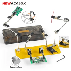 NEWACALOX Mano de ayuda para soldadura magnética 360 ° Herramienta de soldadura de tercera mano con Base antideslizante giratoria para reparación de electrónica