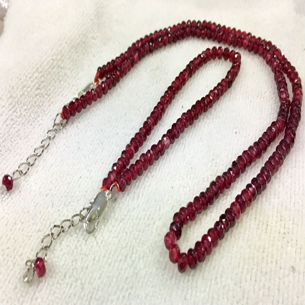 

2x4mm Brazil Red Ruby Faceted Roundel Gemstone necklace + Bracelet Set