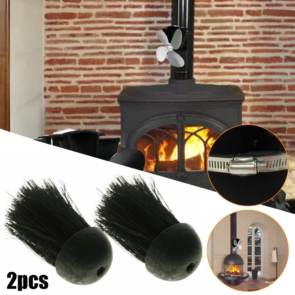 2pcs Fireplace Brush Head Chimney Cleaner Black Sweep Rotary Fireplaces Inner Wall Cleaning Brush Cleaner Chimneys Access