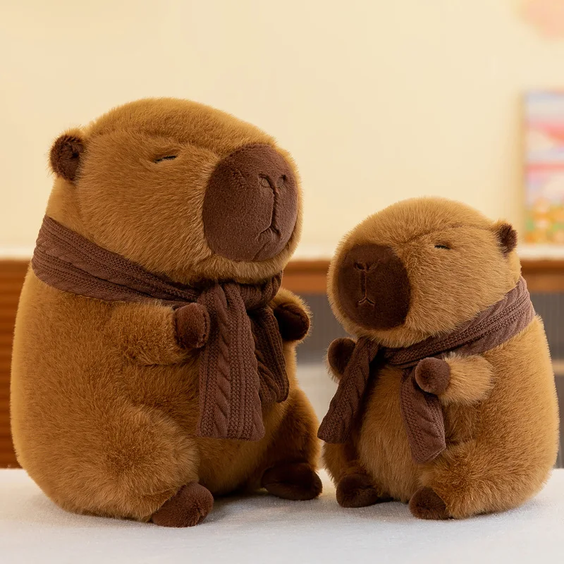 Cute Capybara With Shawls Plush Toys Sitting Lovely Cartoon Animals Stuffed Dolls Holiday Gift Home Decor Sofa Plush Pillows