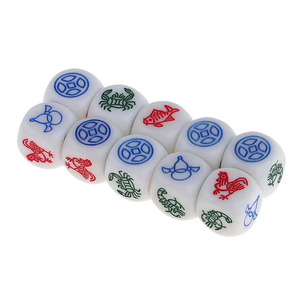 10x Acrylic Dices D6 Six Sided Animal Dice Kids Game Learn & Play Block Toys