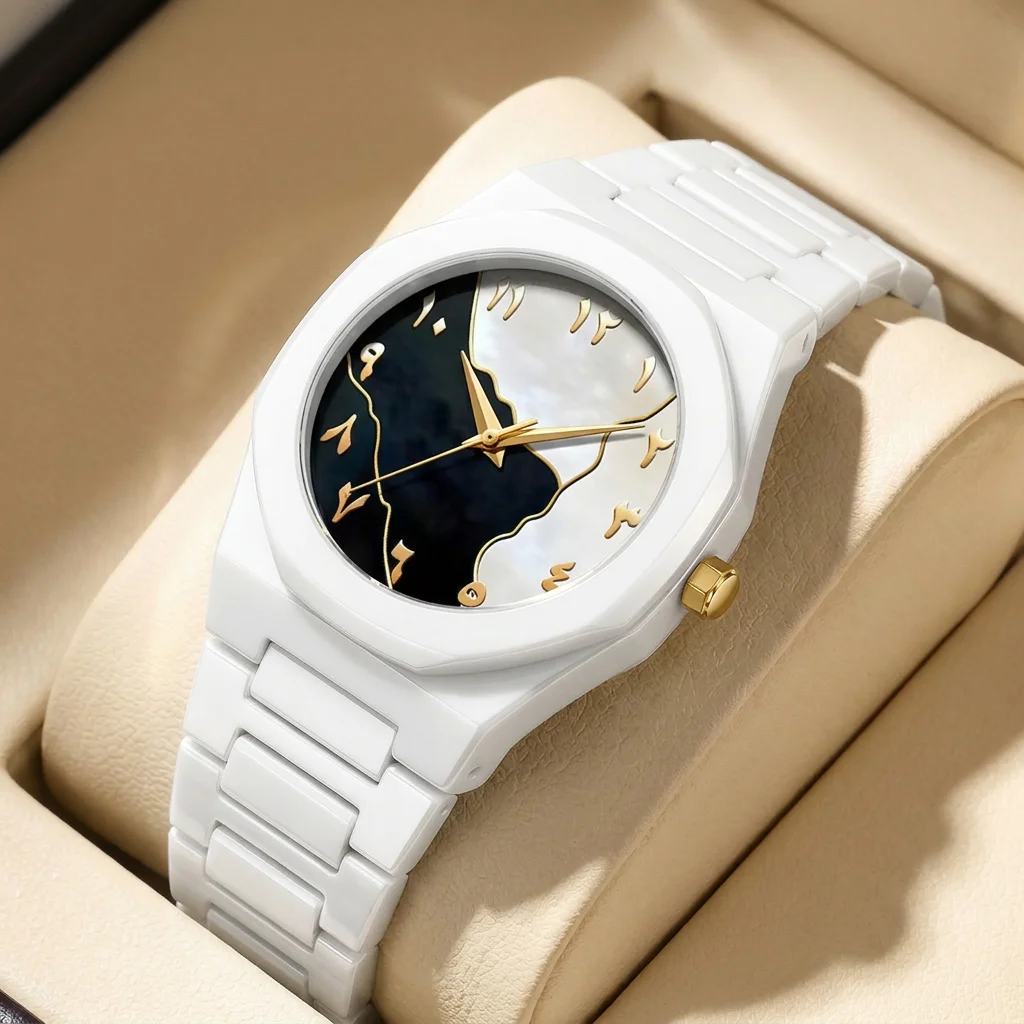 1pcs Men's White Dial Alloy Strap Vintage Fashion Map Dial Lightweight Sporty Details Quartz Watch for Daily Business Party Holi